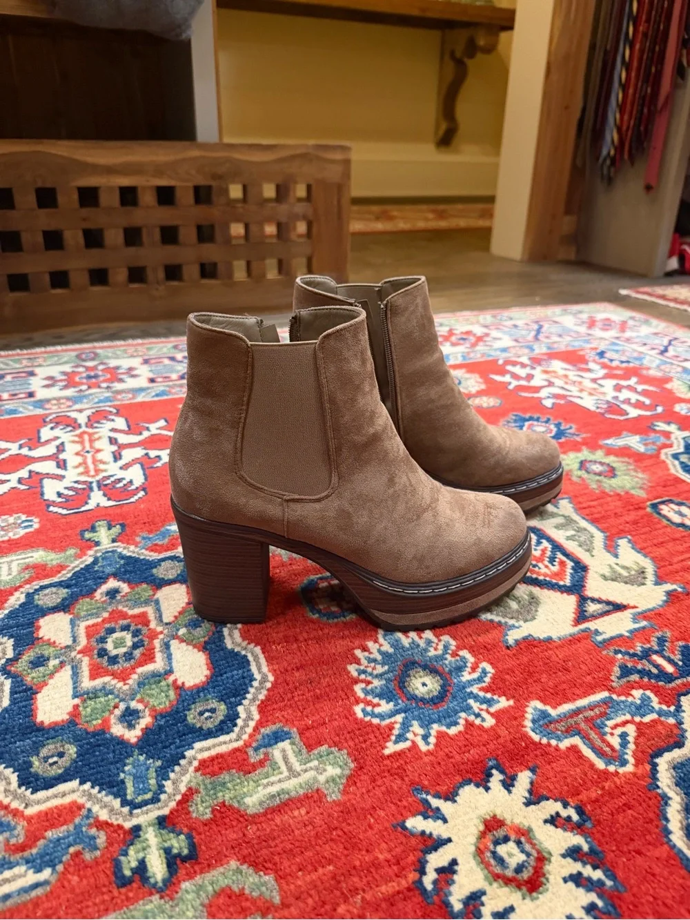 Altar'd State Brown Suede Platform Chelsea Booties